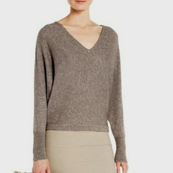 {BCBGMaxAzria} Metallic V-Neck Batwing Sweater - Picture 1 of 8